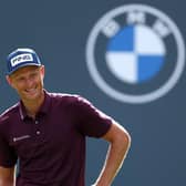 Adrian Meronk smiles on the 18th green during the second round  of the BMW PGA Championship at Wentworth Club. Picture: Richard Heathcote/Getty Images.