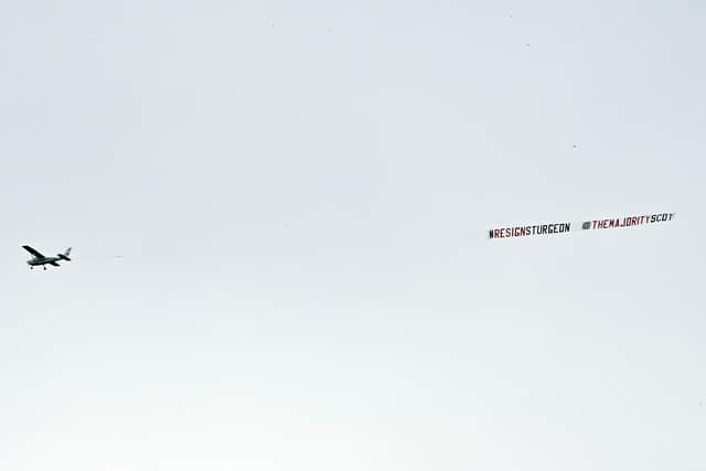 #ResignSturgeon banner seen flying above Edinburgh picture: JPI Media
