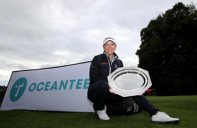 Heather McRae poses with the trophy following her victory in the WPGA Championship at Kedleston Park, near Derby. Picture: Jan Kruger/Getty Images