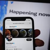 The Twitter social media app running on a mobile phone in London, as government and business accounts on Twitter could face "a slight cost" to stay on the social media platform, Elon Musk has said.