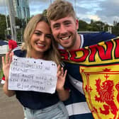 The Scottish couple Steven Glennie and Jodie Maggs as they support Andy Murray at his Sydney International quarter-final match (Photo: Judy Murray).