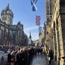 Lord Provost Robert Aldridge and First Minister Nicola Sturgeon led tributes to the fallen outside the City Chambers on Edinburgh's Royal Mile.
