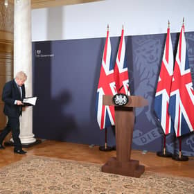 Prime Minister Boris Johnson arriving for a media briefing in Downing Street, London. The Government has spent more than £163,000 on Union flags in two years as part of its drive to boost pride in the national symbol. Figures reported by the Guardian showed spending had increased in virtually every Whitehall department since Boris Johnson became Prime Minister. Picture: Paul Grover/Daily Telegraph/PA Wire.