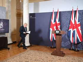 Prime Minister Boris Johnson arriving for a media briefing in Downing Street, London. The Government has spent more than £163,000 on Union flags in two years as part of its drive to boost pride in the national symbol. Figures reported by the Guardian showed spending had increased in virtually every Whitehall department since Boris Johnson became Prime Minister. Picture: Paul Grover/Daily Telegraph/PA Wire.