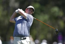 Bob MacIntyre plays his shot from the 14th tee during the first round of the Valspar Championship at Copperhead Course at Innisbrook Resort and Golf Club, Florida. (Photo by Douglas P. DeFelice/Getty Images)