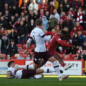 Aberdeen's Luis Lopes makes it 2-0 with this strike.