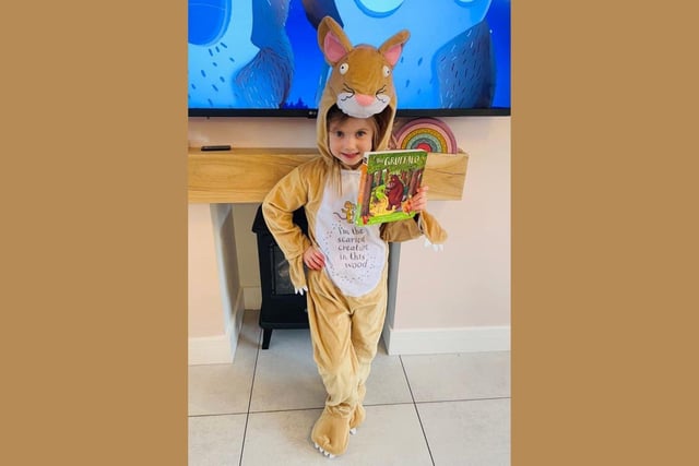 Four-year-old Freya was looking out for the Gruffalo this World Book Day.
