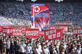 A mass rally in Pyongyang, North Korea, to make the 'Day of Struggle Against US imperialism' last year (Picture: Kim Won Jin/AFP via Getty Images)