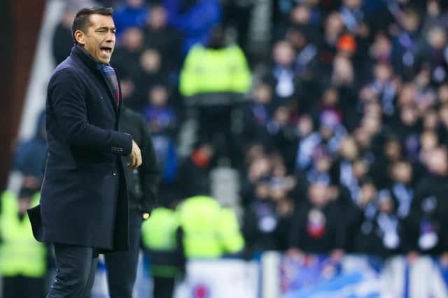Rangers manager Giovanni van Bronckhorst during a cinch Premiership match against Livingston.