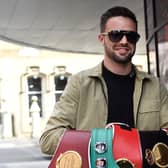 Scottish undisputed Super-Lightweight World Champion Josh Taylor, in Glasgow, with all four belts following his historical win over Jose Ramirez in Las Vegas on May 25. Picture: John Devlin