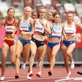 Jemma Reekie competes in the Women's 800m heats at the Olympic Stadium in Tokyo