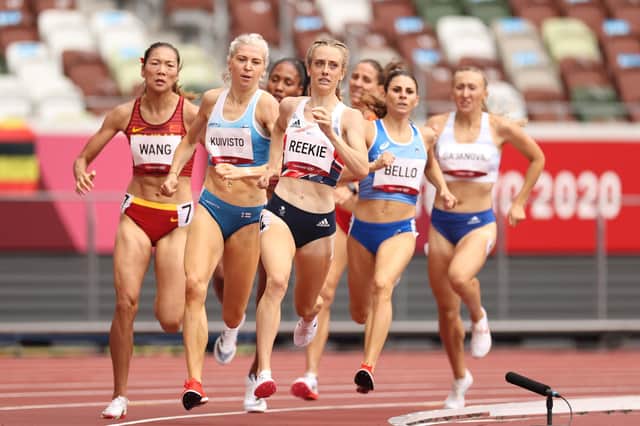 Jemma Reekie competes in the Women's 800m heats at the Olympic Stadium in Tokyo
