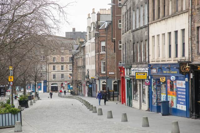 An empty Grassmarket amid lockdown measures