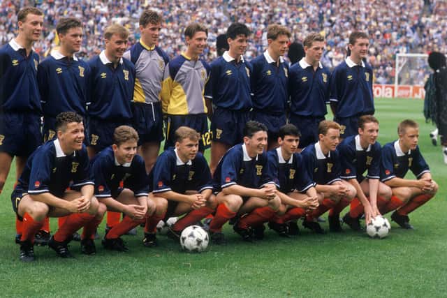 David Hagen, front row right, with the Scotland team before the 1989 FIFA U-16 World Championship final against Saudi Arabia at Hampden.