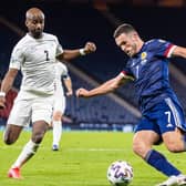 Scotland's John McGinn in action against Israel's Eli Dasa during the recent Euro 2020 play-off semi-final between Scotland and Israel at Hampden Park (Photo by Craig Williamson / SNS Group)