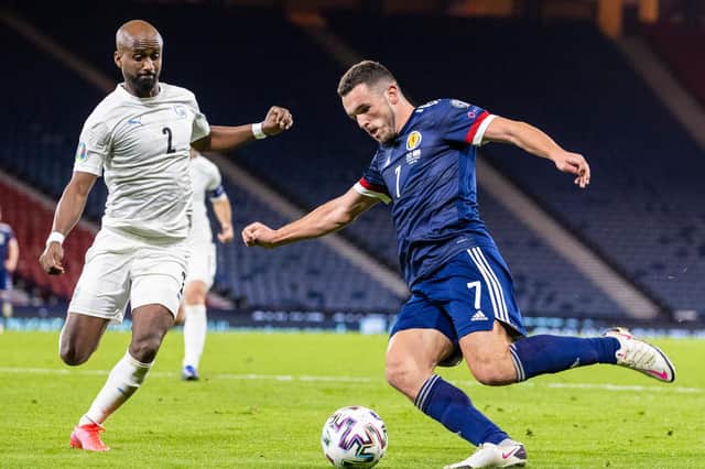 Scotland's John McGinn in action against Israel's Eli Dasa during the recent Euro 2020 play-off semi-final between Scotland and Israel at Hampden Park (Photo by Craig Williamson / SNS Group)