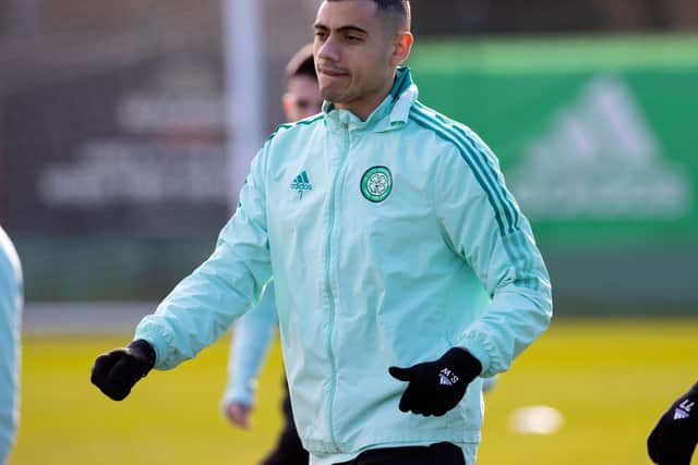 Giorgos Giakoumakis is back training with Celtic is is available for the trip to Livingston on Sunday.  (Photo by Alan Harvey / SNS Group)