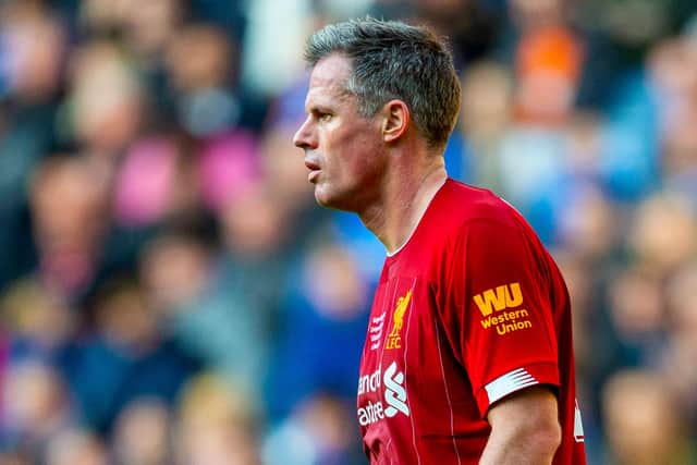 Jamie Carragher playing at Ibrox in a legends match in 2019. Picture: SNS