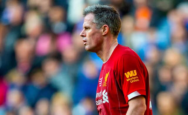 Jamie Carragher playing at Ibrox in a legends match in 2019. Picture: SNS