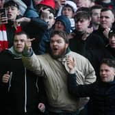Unhappy Aberdeen fans at full-time at Fir Park after their fans crashed out of the Scottish Cup  (Photo by Craig Foy / SNS Group)