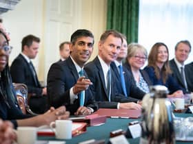 Prime Minister Rishi Sunak alongside the Chancellor of the Exchequer, Jeremy Hunt holds his first Cabinet meeting. (Photo by Stefan Rousseau - WPA Pool/Getty Images)