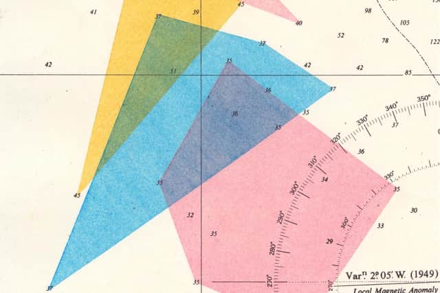 Oblique Territories 1, acrylic on admiralty chart by David Lemm PIC: Courtesy of the Royal Scottish Academy