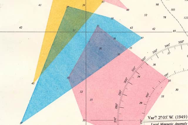 Oblique Territories 1, acrylic on admiralty chart by David Lemm  PIC: Courtesy of the Royal Scottish Academy