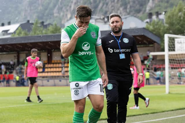 Lewis Stevenson trudges off after Hibs' surprise 2-1 defeat last week.