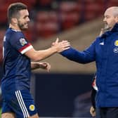 Scotland manager Steve Clarke and skipper John McGinn during the 1-0 win over Czech Republic  (Photo by Craig Williamson / SNS Group)