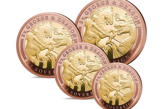 World’s first bi-metallic sovereign coins depict modern take on St George slaying the dragon myth