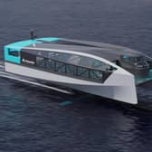 Artist impression handout CGI issued by Artemis Technologies of their new hydrofoiling 100% electric ferry. Issue date: Monday September 26, 2022.