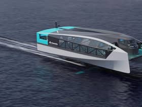Artist impression handout CGI issued by Artemis Technologies of their new hydrofoiling 100% electric ferry. Issue date: Monday September 26, 2022.