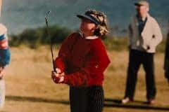 Elaine Farquharson Black in action for Great Britain & Ireland during the 1991 Vagliano Trophy at Nairn