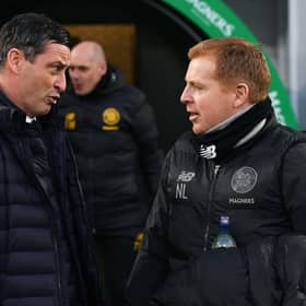 Hibs boss Jack Ross (L) and former Celtic manager Neil Lennon. Photo by Craig Foy / SNS Group