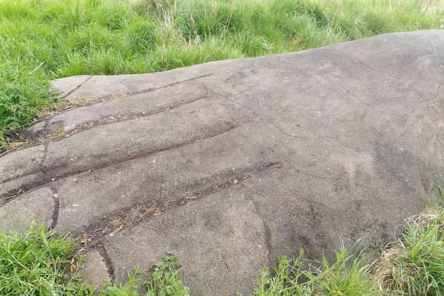 The remaining foot of Gulliver, the 'Gentle Giant', once a 30 metre-long sculpture which lay in a Craigmillar park. The foot - along with part of his leg - has now been listed by Historic Environment Scotland.