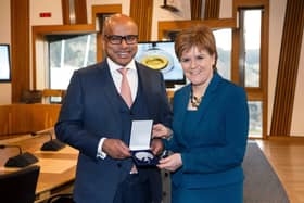 Sanjeev Gupta, owner of GFG Alliance and Liberty Steel, with Nicola Sturgeon