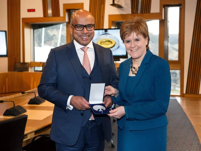 Sanjeev Gupta, owner of GFG Alliance and Liberty Steel, with Nicola Sturgeon
