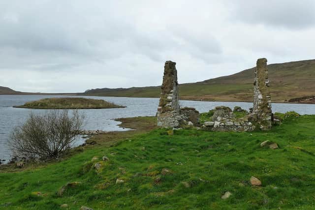 Remains of the 14th Great Hall on Eilean Mor (Large Island) with Eilean na Comhairle (The Council Isle) pictured deeper onto Finlaggan Loch, Islay. PIC: geograph.org/Rob Farrow.