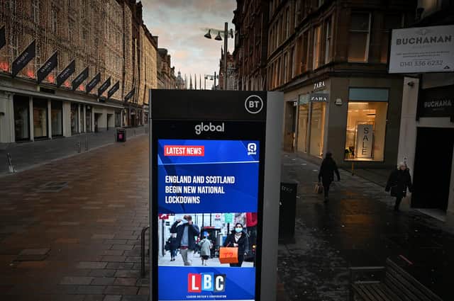 Empty streets in Glasgow during lockdown in January this year (Picutre: Jeff J Mitchell/Getty Images)