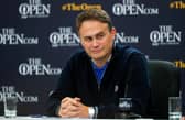 Johnnie Cole-Hamilton, The R&A's Executive Director - Championships, speaks to the media at a press conference prior to the 148th Open at Royal Portrush. Picture: The R&A