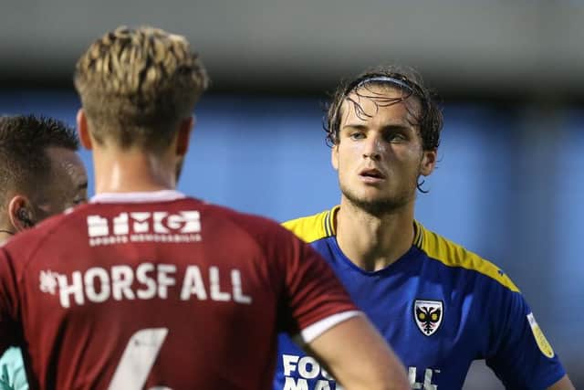 Aaron Pressley is on loan at AFC Wimbledon. (Photo by Pete Norton/Getty Images)