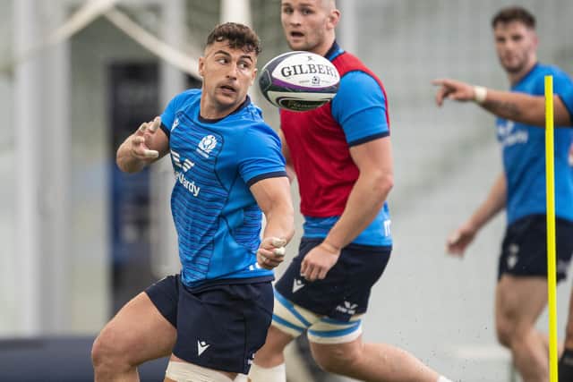 Damien Hoyland trains with the Scotland squad. (Photo by Ross MacDonald / SNS Group)