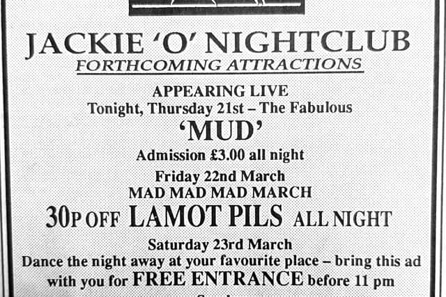 Chart toppers Mud made an appearance at Jackie 'O' in Kirkcaldy in 1991