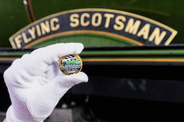A collectable £2 coin at East Lancashire Railway in Bury ahead of its release by The Royal Mint, in collaboration with the National Railway Museum to celebrate the centenary of the world's most famous locomotive, the Flying Scotsman. Issue date: Tuesday February 21, 2023.