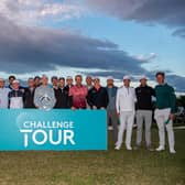 Scottish duo Ewen Ferguson, thid left, and Craig Howie, seventh left, celebrate with their fellow Challenge Tour graduates at the end of the Rolex Challenge Tour Grand Final supported by the R&A at T-Golf & Country Club in Mallorca. Picture: Octavio Passos/Getty Images.