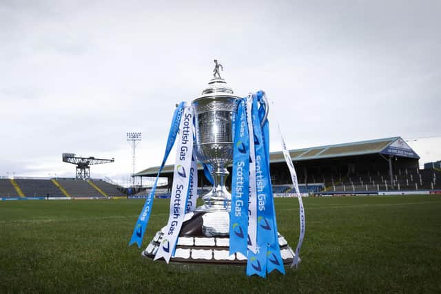 The Scottish Gas Scottish Cup trophy pictured at Cappielow Park ahead of the match between Morton and Hearts. (Photo by Craig Foy / SNS Group)