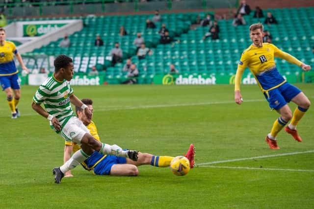 Celtic's Karamoko Dembele scores to make it 4-0 against St Johnstone.