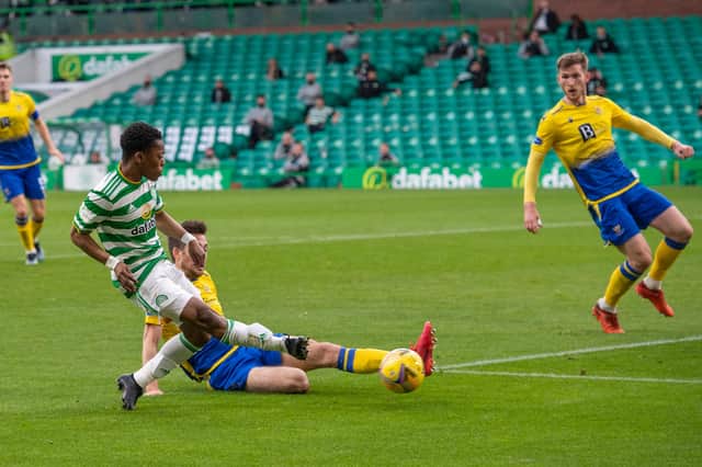 Celtic's Karamoko Dembele scores to make it 4-0 against St Johnstone.