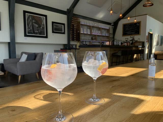A Salcombe and Tonic at the Salcombe Distillery Bar, in the town which is one of the most popular in Devon.