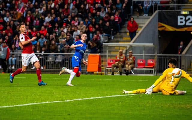 Ryan Kent scores for Rangers in their previous Europa League meeting with Braga in Portugal in February 2020. (Photo by Alan Harvey / SNS Group)